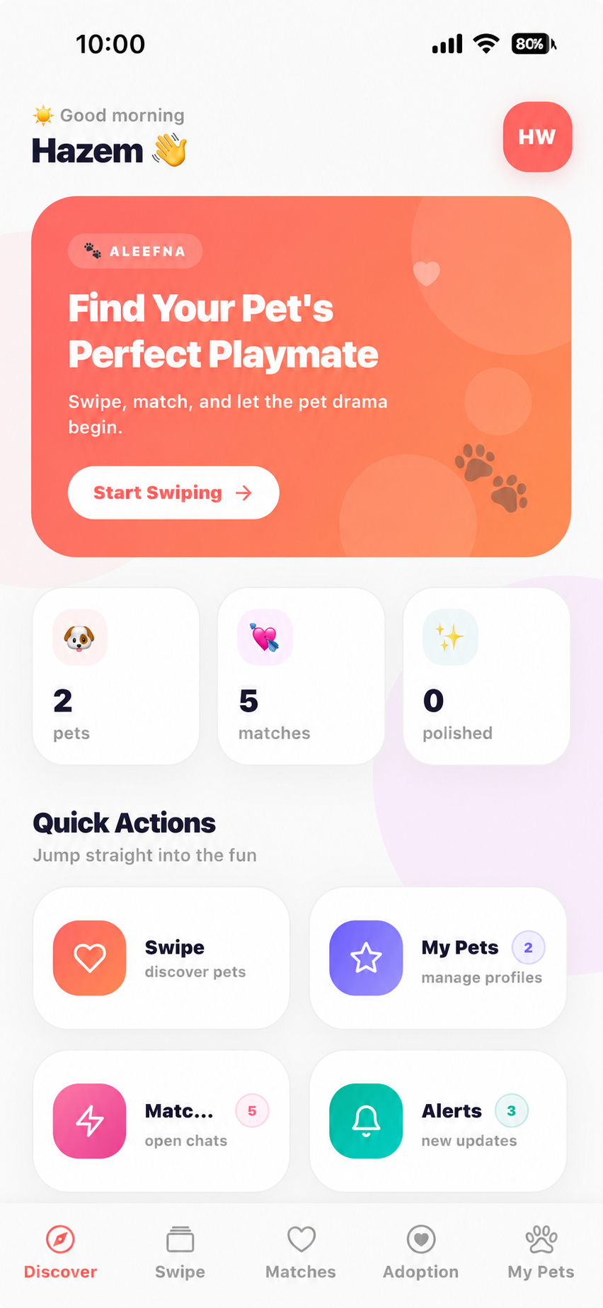 Aleefna discover nearby compatible pets screen
